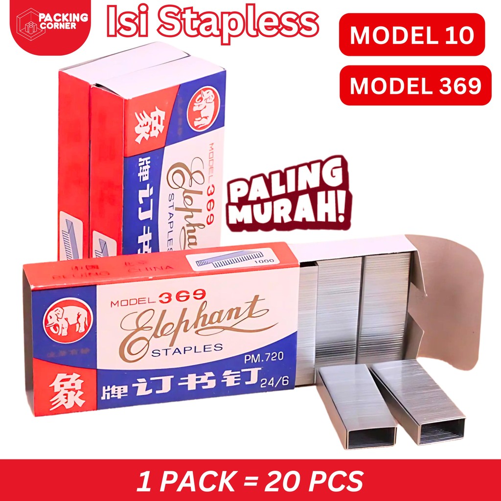 

1 BOX ISI 20 PCS Isi Staples Model 10 369 24/6 Refill Hekter Stapler Steples Guntaker Bukan Joyko