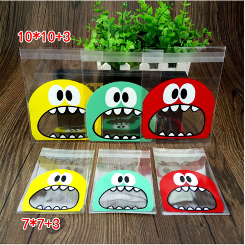 

20Pcs Cute Cartoon Monster Cookie Candy Bag Self-Adhesive Plastic Packing Bag For Wedding Party Biscuits Baking Package Supplies