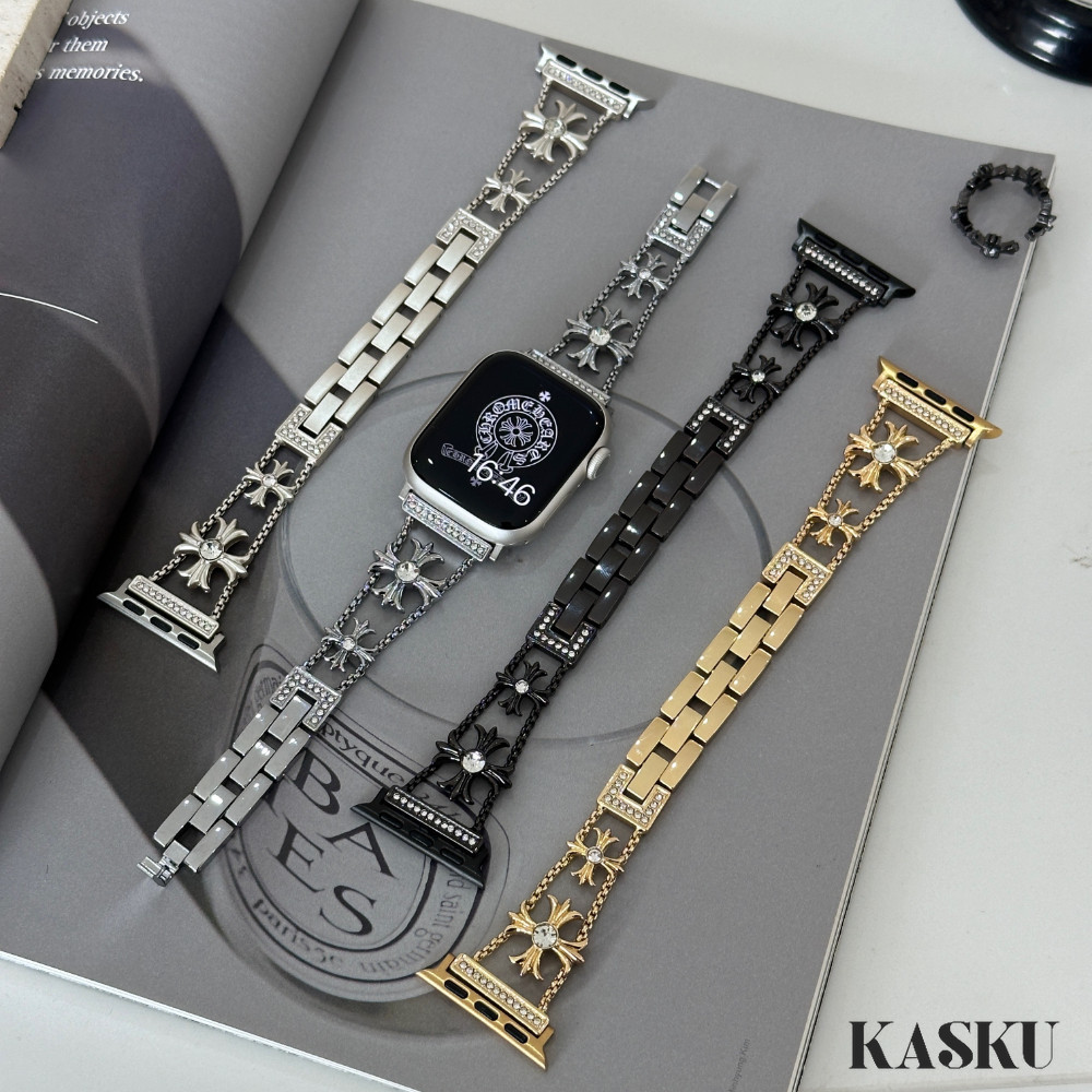 New Fashion Luxury Chrome Hearts Women's Stylish Watch Straps Crystal Bracelet Strap for IWatch Seri