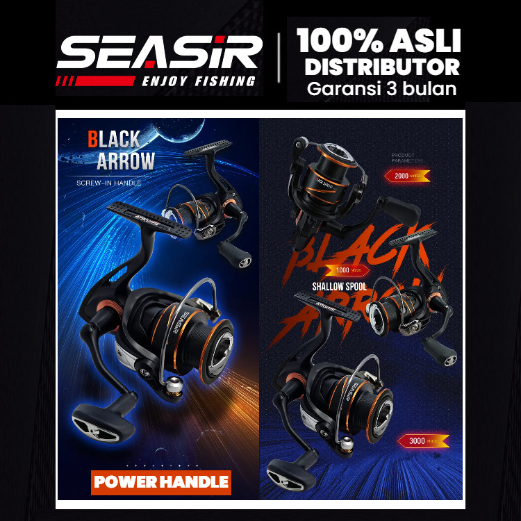 [OFFICIAL] SEASIR BLACK ARROW 1000-3000 Reel Pancing Putar, Power handle Reel Tahan Air Kumparan Dan