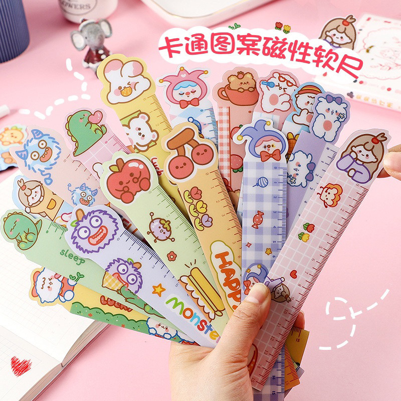 

GANGSASHOP ST24 Penggaris Magnet Flexible Lentur Motif Kartun Lucu / Alat Sekolah