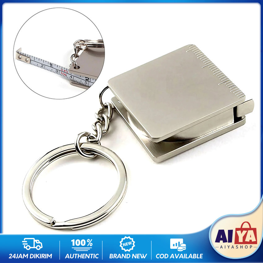 Mini Gantungan Kunci Meteran Keychain Unik Stainless Steel Meteran Gulung Mini 150Cm Pengukur Jahit 