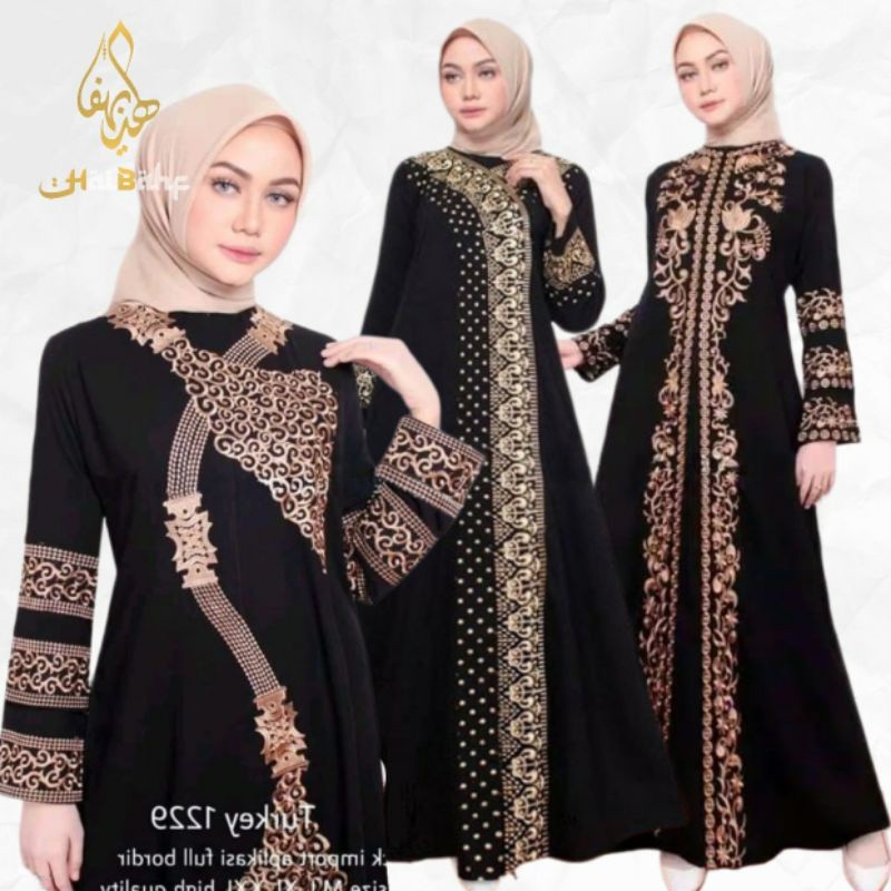 Abaya Bordir Gamis arab Hitam Abaya hitam turkey bordir