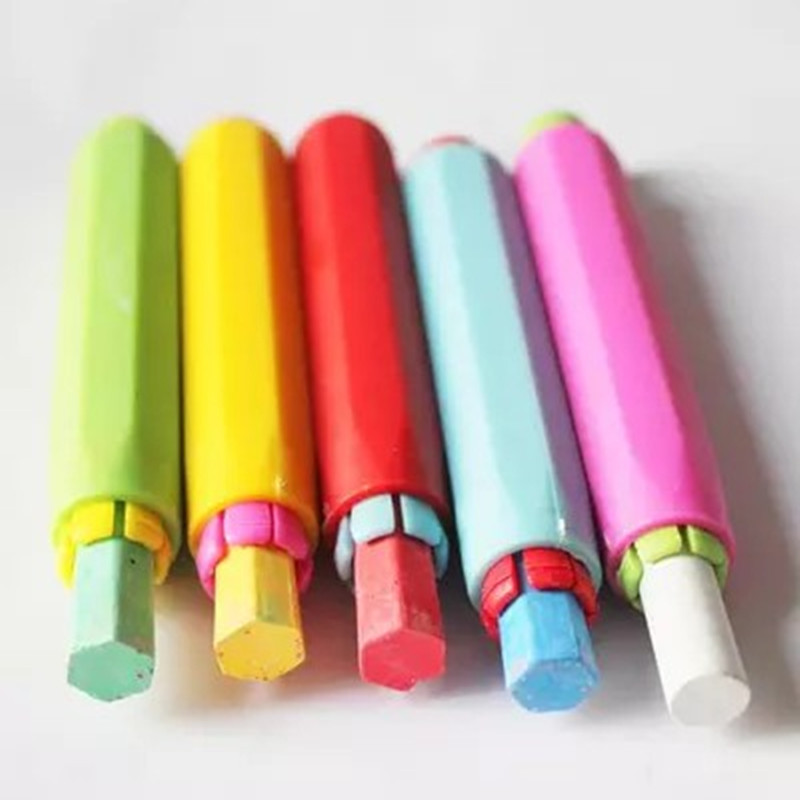 

10 pcs/lot New Colorful Plastic Dustless Chalk Holder Pen Chalks clip For Teacher Porta Tiza On Blackboard Sticker Chalkboard