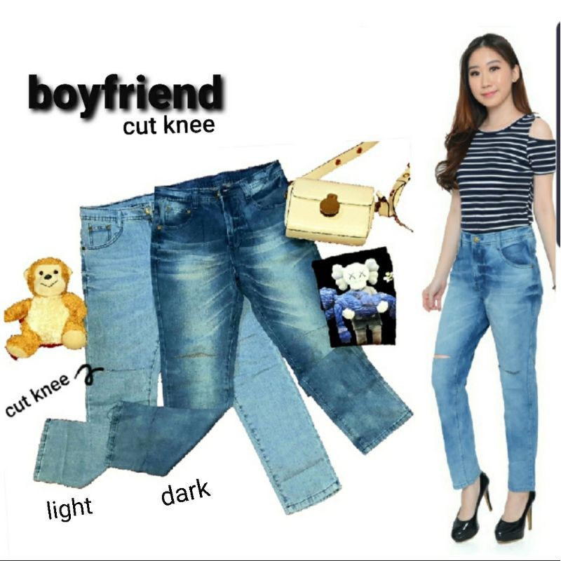 NANTARSHOP L’Vida Celana panjang boyfriend cut knee cewek wanita 3001C