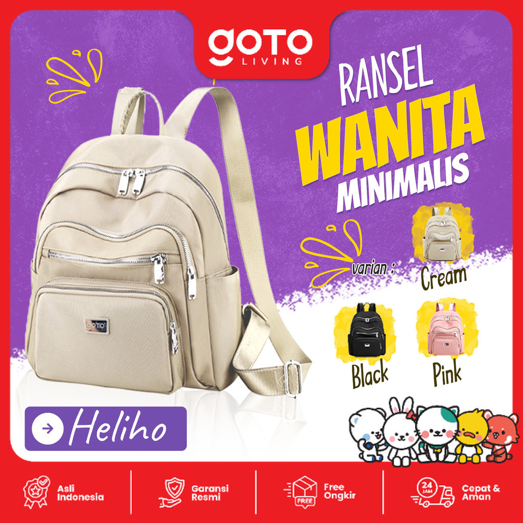 Goto Heliho Backpack Tas Mini Ransel Sekolah Kuliah Kerja Wanita