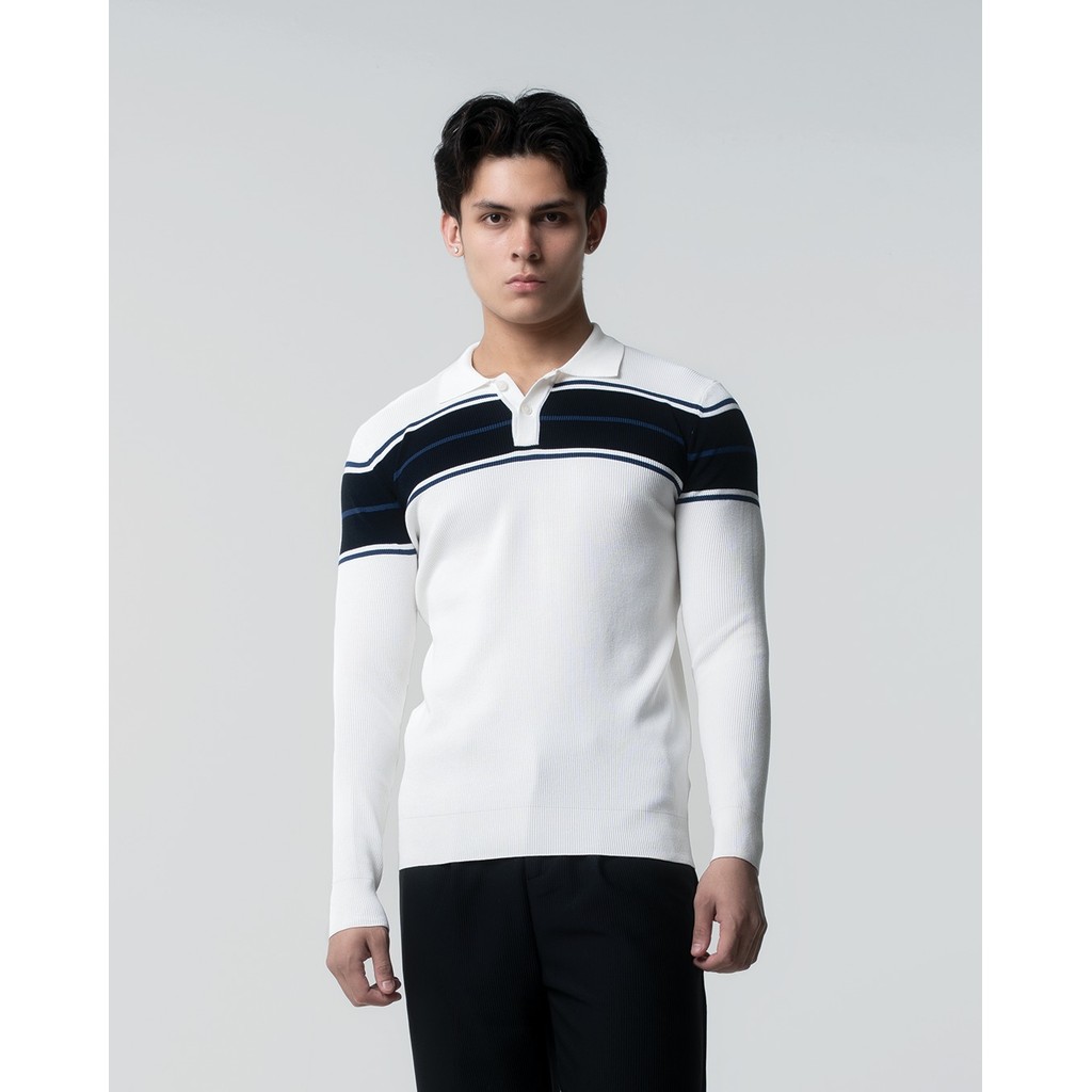 BALVEIN - Santos Stripe Long Sleeve Knit Polo
