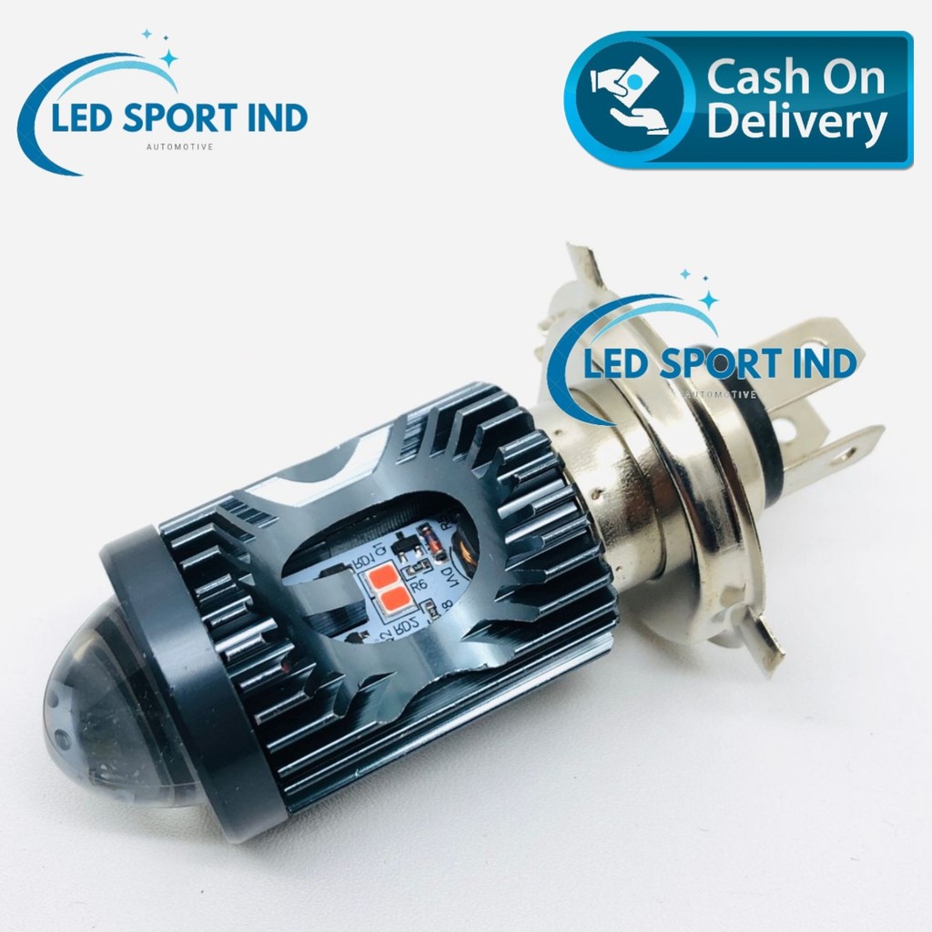 LAMPU UTAMA MOTOR H4 LASER 30 LED ALIEN H4 LED LASER 2 WARNA HI / LOO 20 WATT | BOHLAM LED H4 | LAMP