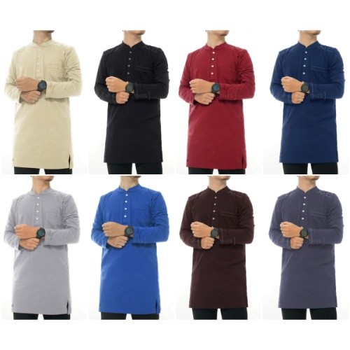 GARNESHOP  Afkar Clothes HAGIA Kurta Kaos Lengan Panjang - Koko Kaos Lengan Panjang - Kaos Pria