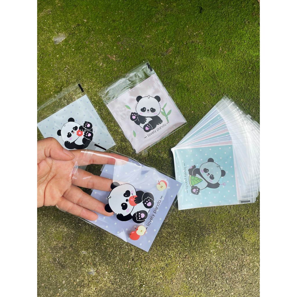 

100pcs Cute Panda Design Gift Packaging OPP Self-sealing Bag, Cartoon Animals With Wave Point Printed Gift Packaging Bags