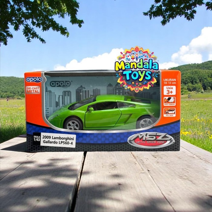 Apolo MSZ 1/43 2009 Lamborghini Gallardo LP560-4 Hijau Diecast Metal/Pintu Terbuka/Pullback