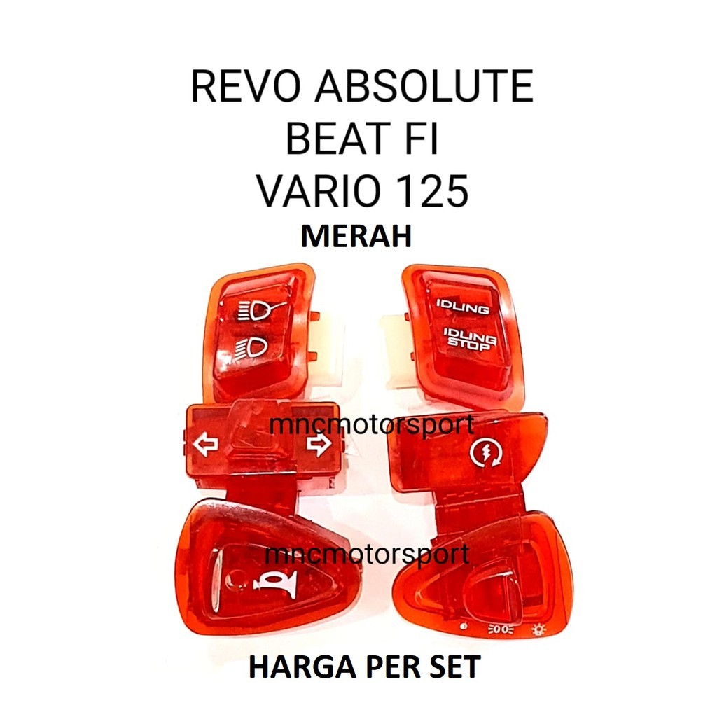 TOMBOL SAKLAR LAMPU BEAT FI REVO ABSOLUTE VARIO 125 MERAH TRANSPARAN