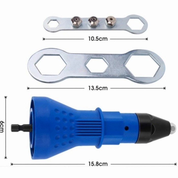 Alat Tang Rivet Ripet Adaptor Konverter Bor Paku Rivet Elektrik Gun - Plastik Biru