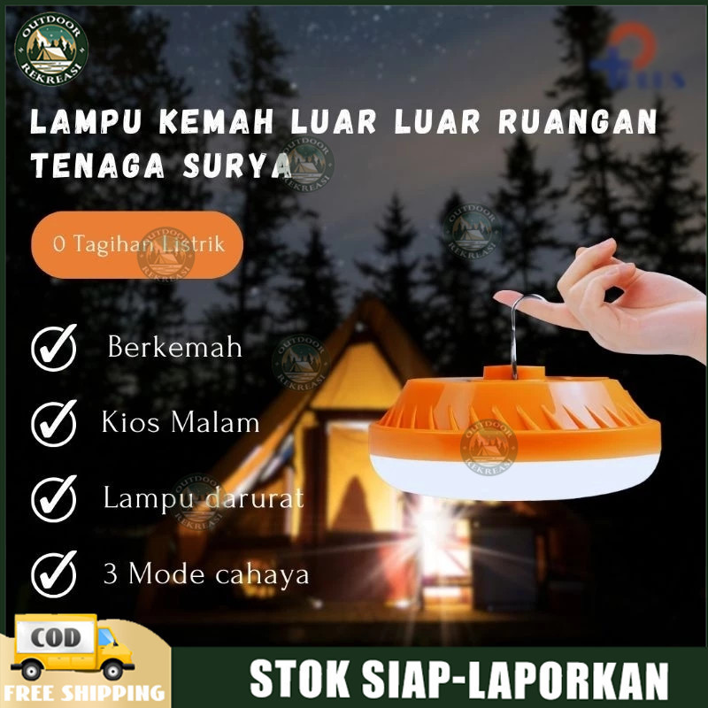 Lampu Emergency Tahan Lama LED 2 model Tenaga Surya + Cas USB Baterai Lithium Nyala 10 Jam Lampu Eme