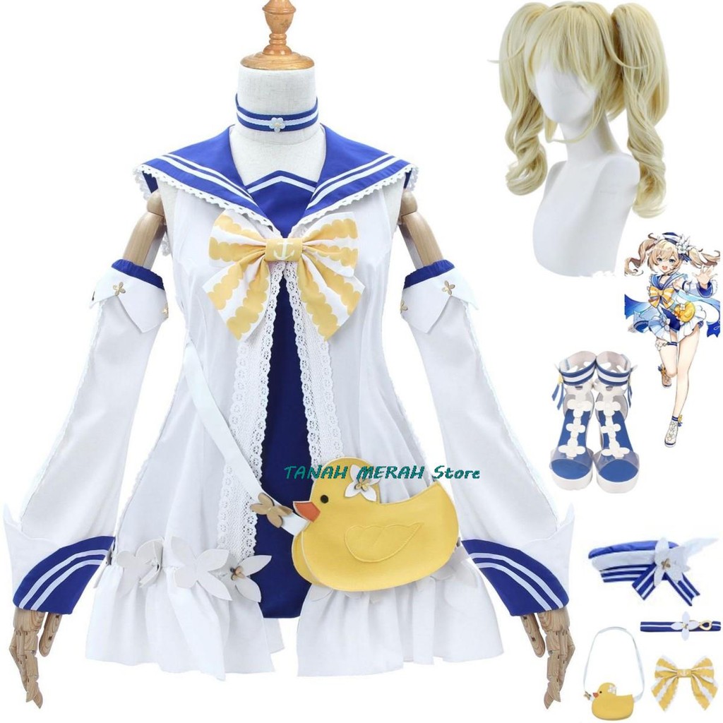 Anime Game Genshin Impact Barbara Gunnhildr Cosplay Costume Shine Concerto Wig Swimsuit Shoe Woman S