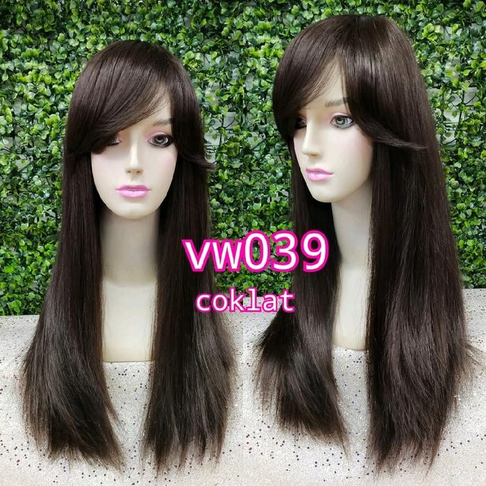 wig poni rambut palsu wanita dewasa panjang 50 cm lurus 039 coklat