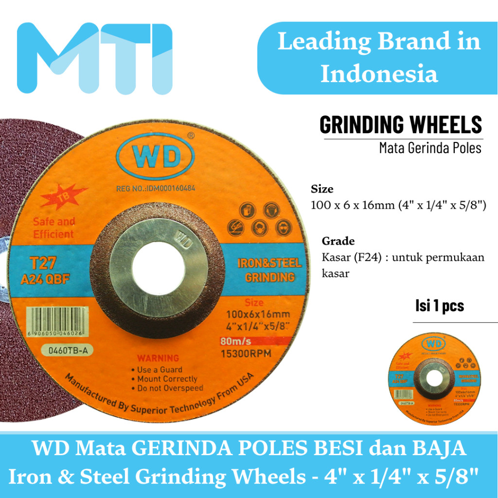 DIJUAL WD Batu Gerinda / Mata Gerinda Poles Asah Besi dan Baja 4 inci x 6 Termurah