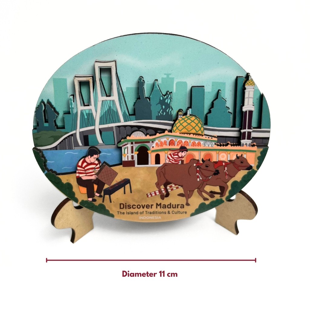 Souvenir Piring Magnet Kulkas Madura Jawa Timur Pajangan Oleh oleh Indonesia