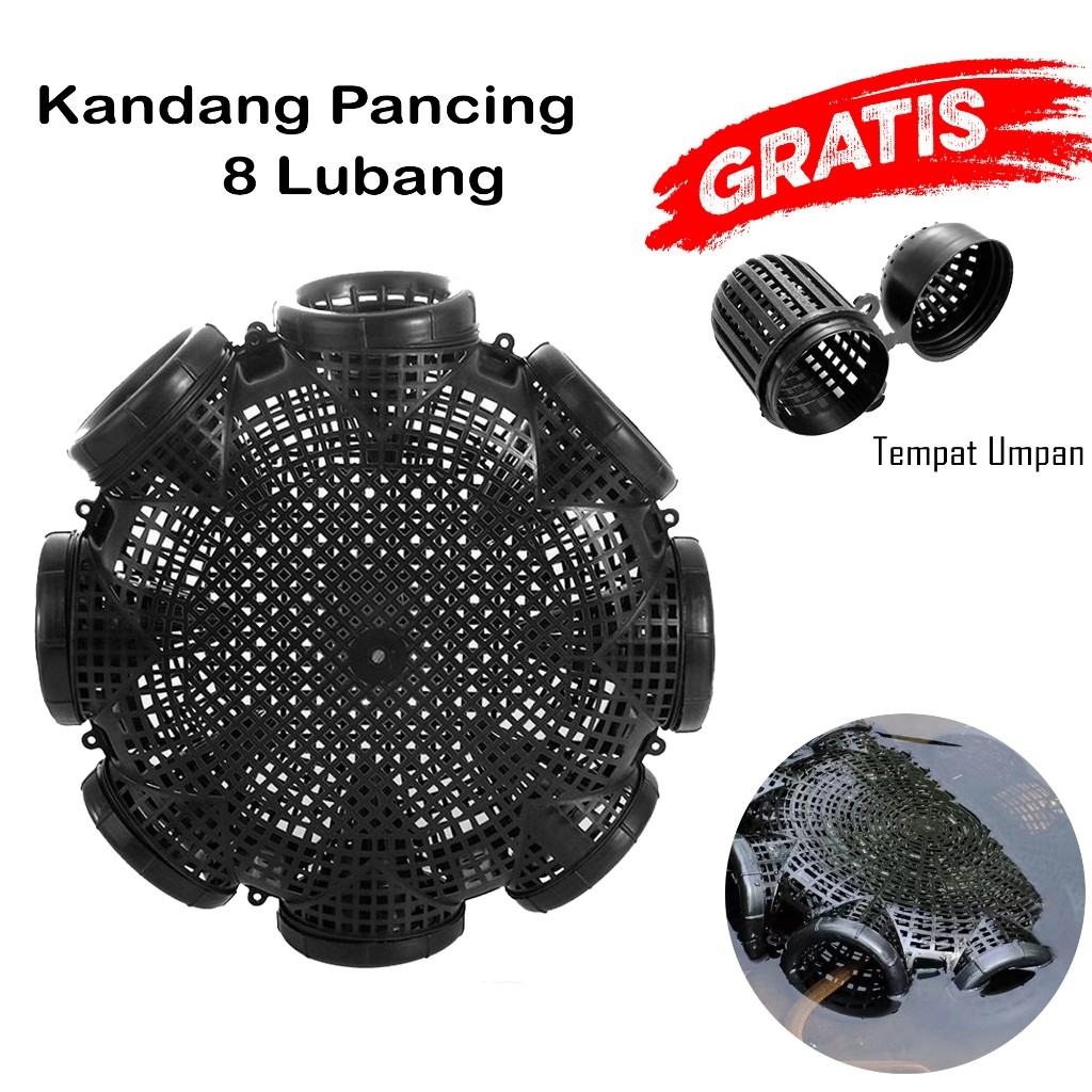 AJM Kandang Pancing Memancing Jaring Belut Jumbo 8 Lubang / Perangkap Ikan / Udang / Bubu Bahan