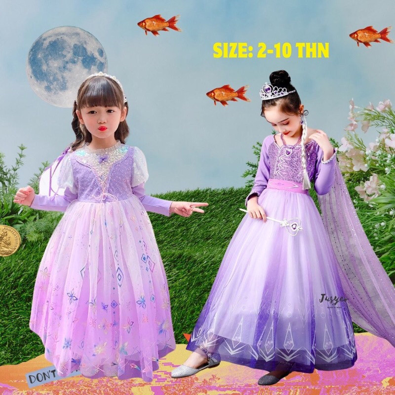 Frozen Lilac Princess Dress kostum anak |Kostum karakter elsa frozen anak perempuan