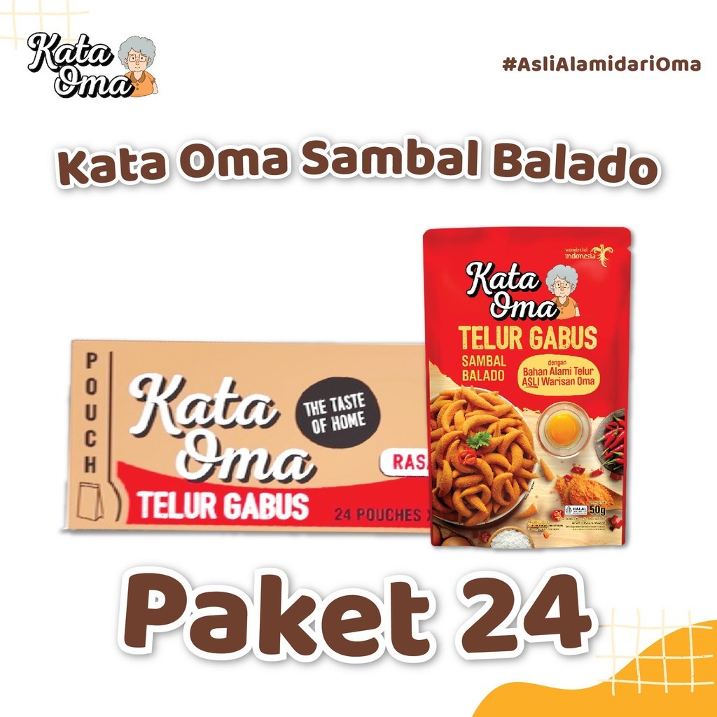 

Paket Isi 24 Kata Oma Telur Gabus Rasa Sambal Balado 50 Gr