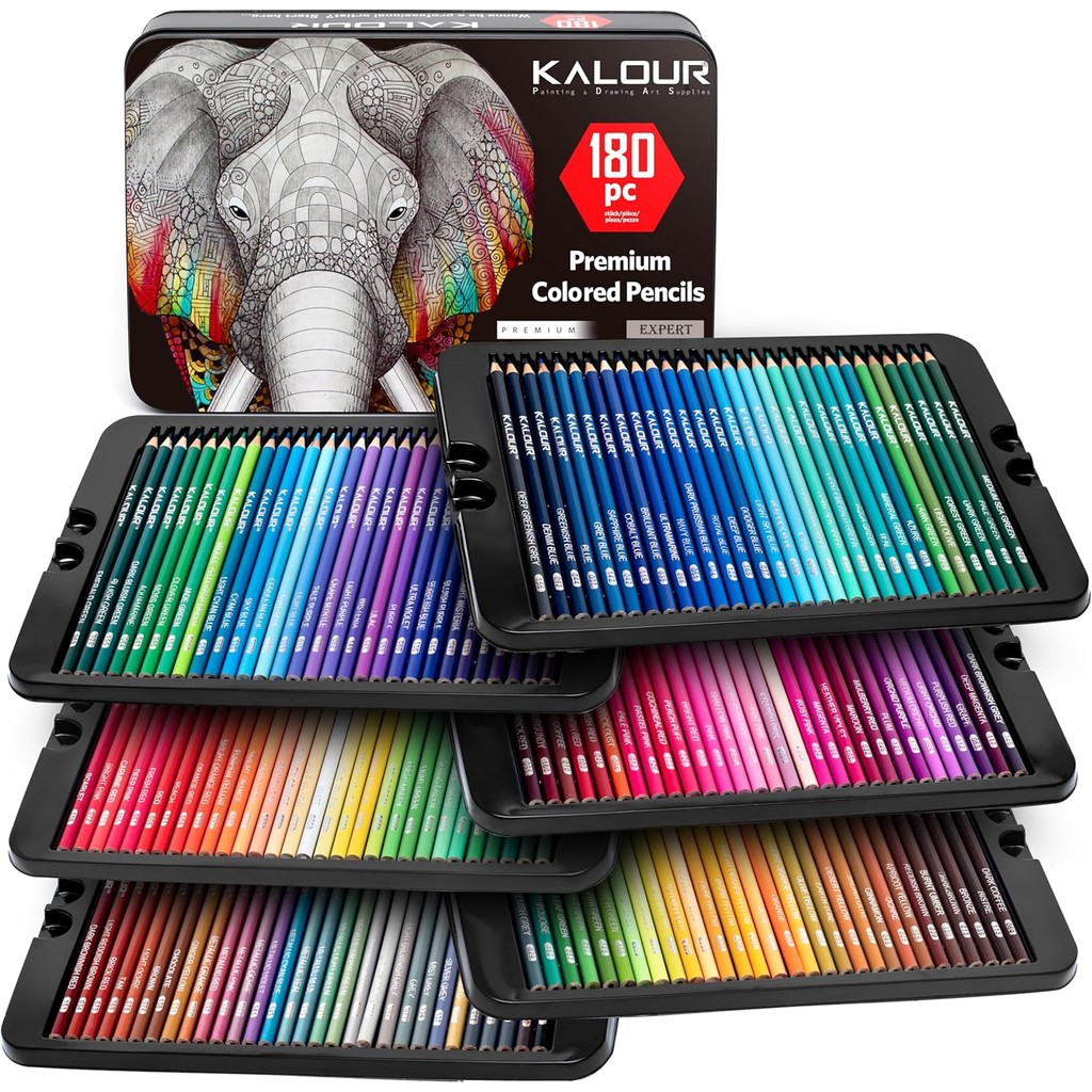 

180 Colored Pencil Set for Adults Artists- 3.3mm Rich Pigment Soft Core -12 Metallic Pencil - Wax-Based - Ideal for Coloring Dra