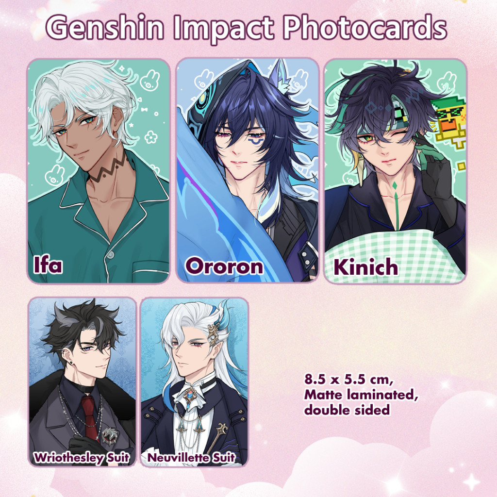 

Genshin Impact Photocard Ororon Kinich Neuvillette Wriothesley