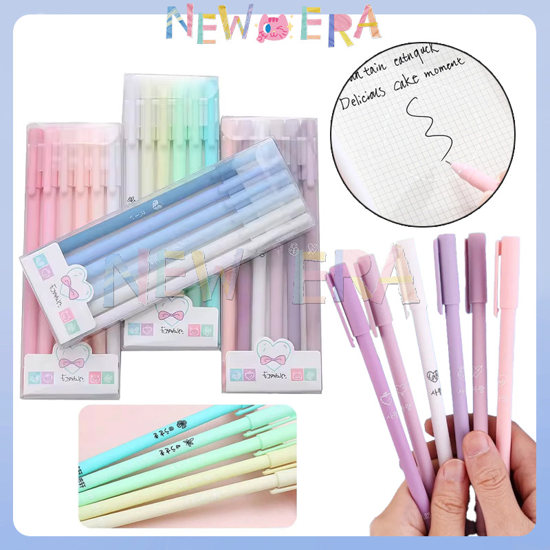 

(6pcs) Gel Set Color Bolpoint Tinta Gel Cair Journaling Pen Alat Tulis Kantor Sekolah Lucu