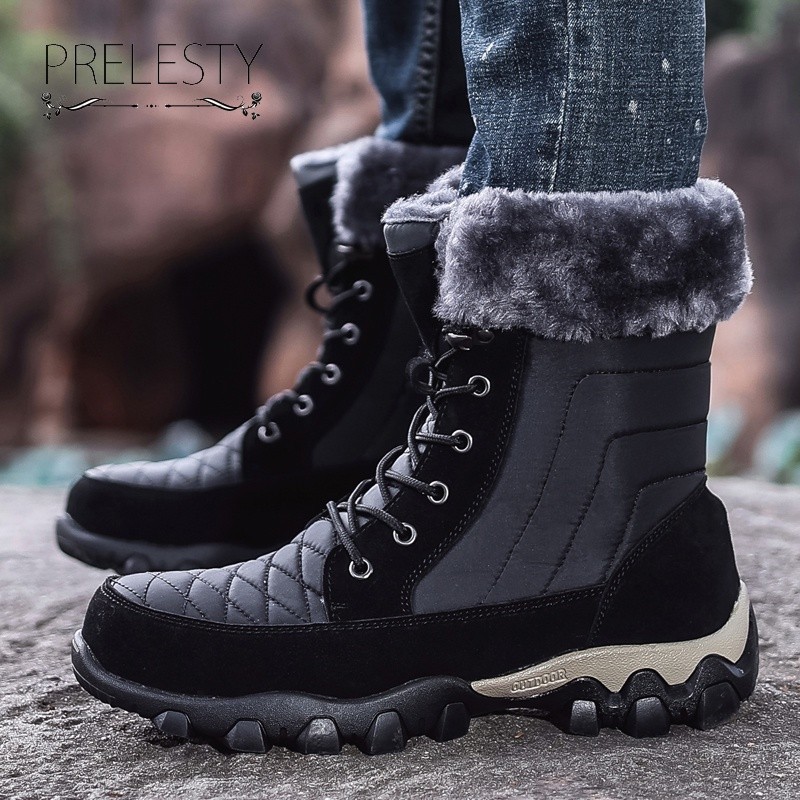 Import Klasik Sepatu Boots Pria Cowok Musim Dingin Winter Snow Boots Tinggi Hiking Thermal Salju San