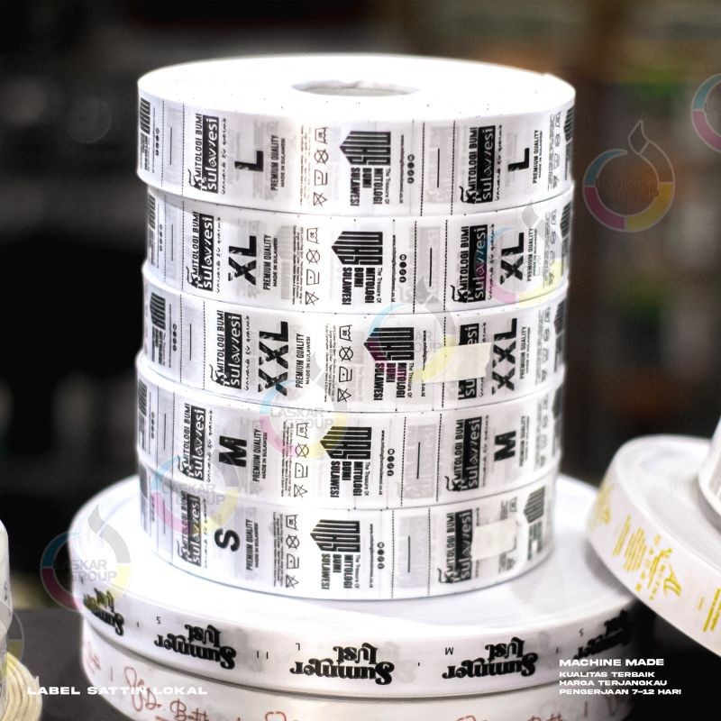 

label pita satin, label satin putih, label baju/hijab, pita satin, aksesoris baju/hijab