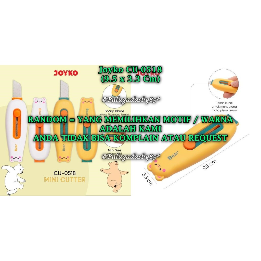 

(1 Biji) GROSIR Mini Cutter JOYKO CU-0518 RANDOM / Mini Cutter Pemotong Joyko CU-0518 (1 Biji)