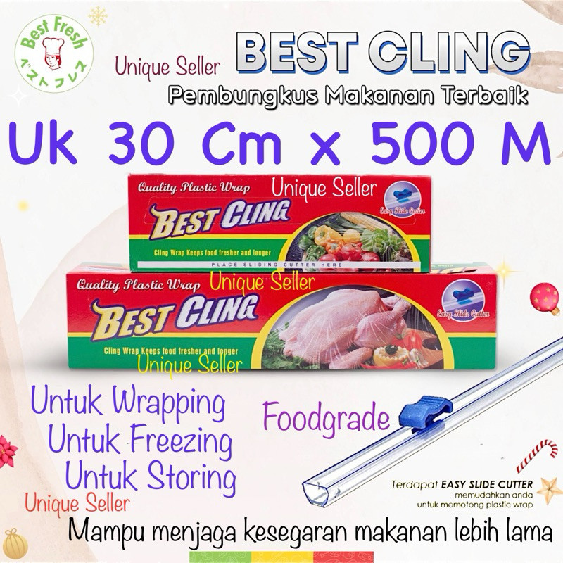 Cling Wrap Bestcling 30 Cm x 300 M Kotak dengan Pisau Cutter / Plastik Wrap Makanan Kotak Best Cling