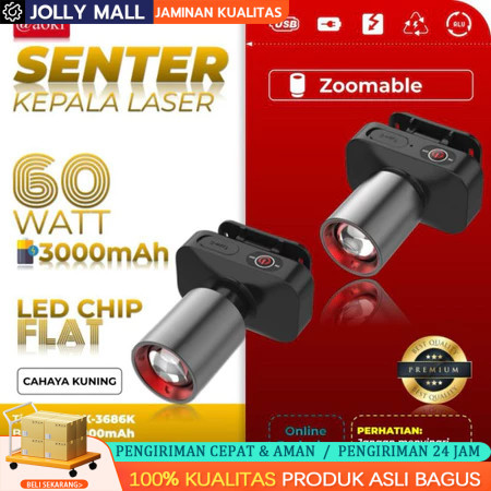 AOKI SENTER KEPALA LED ZOOM AK-3685A & AK-3686K 60W / CAHAYA SUPER TERANG / JARAK JAUH LASER / @AOKI