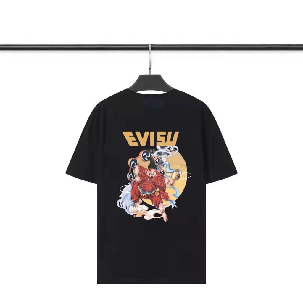 Kaos Distro EVISU  Pria Wanita d Baju Boxy Fit T Shirt - Official Merchandise