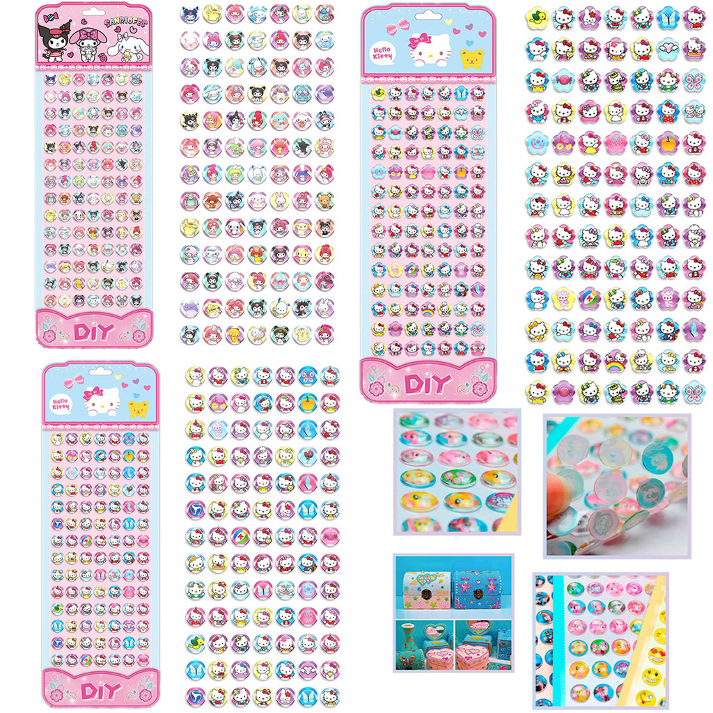 

Cartoon Sanrio Hello Kitty 3D Gemstone Stickers For Kids Kuromi My Melody 98 long card Diamond Sticker Child&Girls Cute Toy Gift