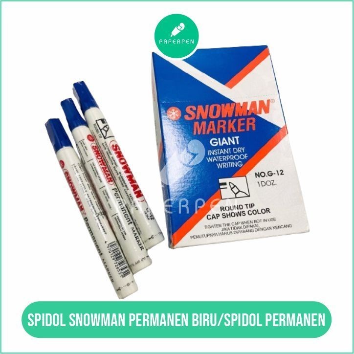 [MS]  Spidol Snowman Permanen Biru/Spidol Permanen