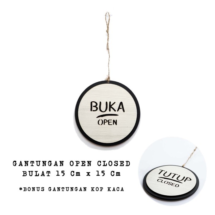 

RZ99 Gantungan Sign Cafe - Open Closed BULAT - Buka Tutup