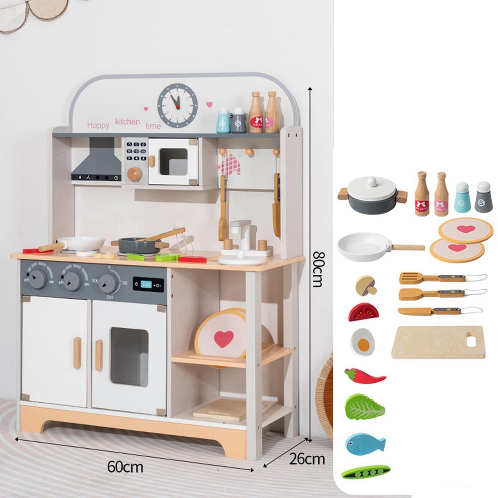 

Kids Toy Pretend Play Kitchen Playset Kitchen Toy Oven Microwave Children Wooden Kitchen Playset Kids Girls and Boys Toddlers