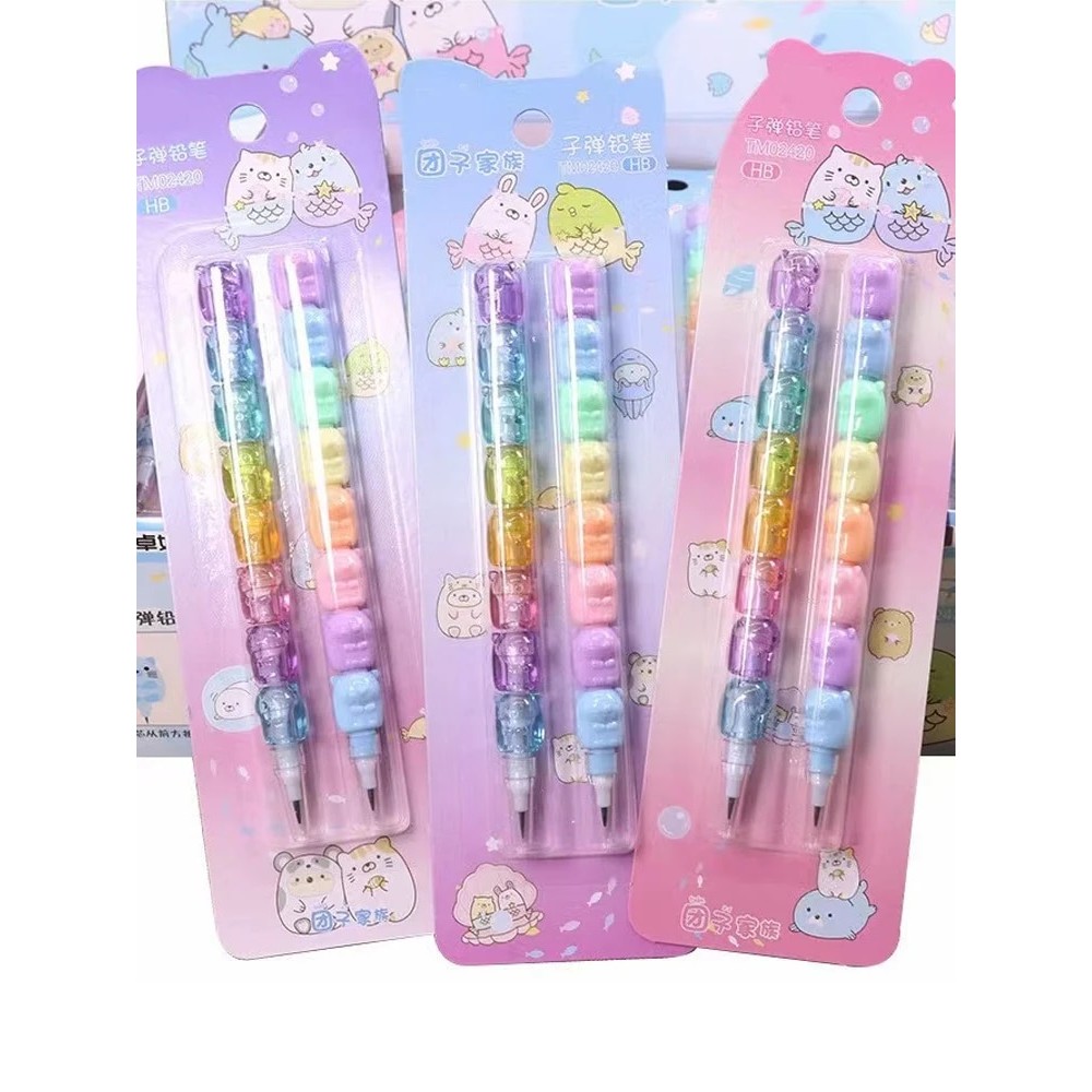 

2pcs/Set Cute Bear Non Sharpening Mechanical Pencil Student Writing Pen School Office Supplies Pencil Stationery Gifts