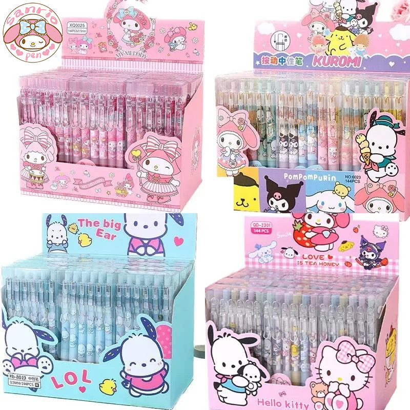 

Sanrio 12pcs Gel Pens New Cute Kuromi Melody Cinnamoroll Pochacco Student Stationery Writing Pen 0.5mm Black Student Test Tool