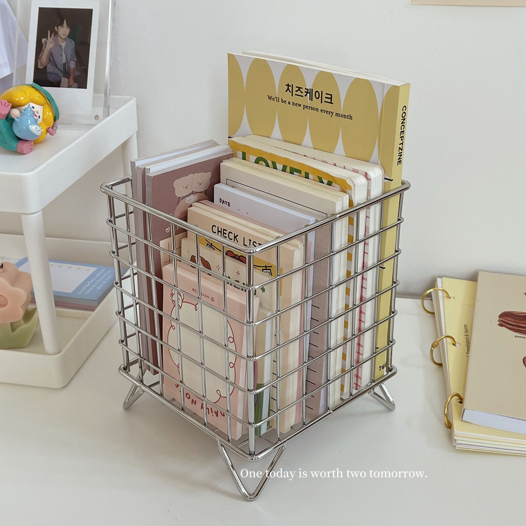 

Sharkbang Metal Square Desktop Basket Makeup Sorting Storage Organizer Black Silver Gold Holder Stationery Supplies Basket