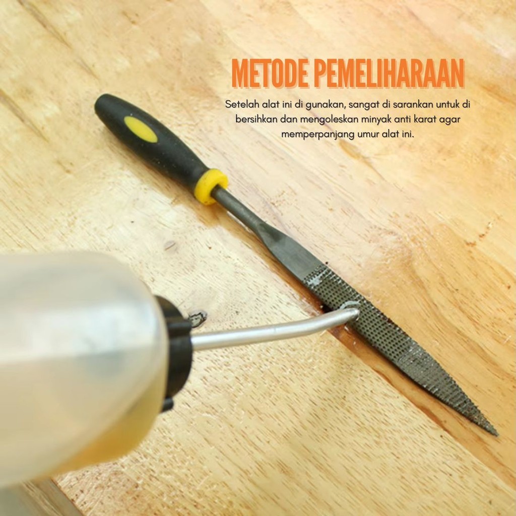 Set 6 Pcs Kikir Besi Kayu Kecil Penghalus Steel 14cm 3mm Perkakas