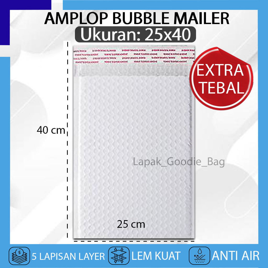 

Kantong Plastik Packing Amplop BUBBLE MAILER 25X40 Bubble Wrap Putih WHITE Bungkus Polymailer Paket Olshop Premium