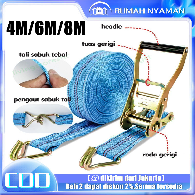 6CM Rachet tie down/4-8 meter Trek belt /10 ton tali sound/tali barang/Track webbing cargo lashing 6