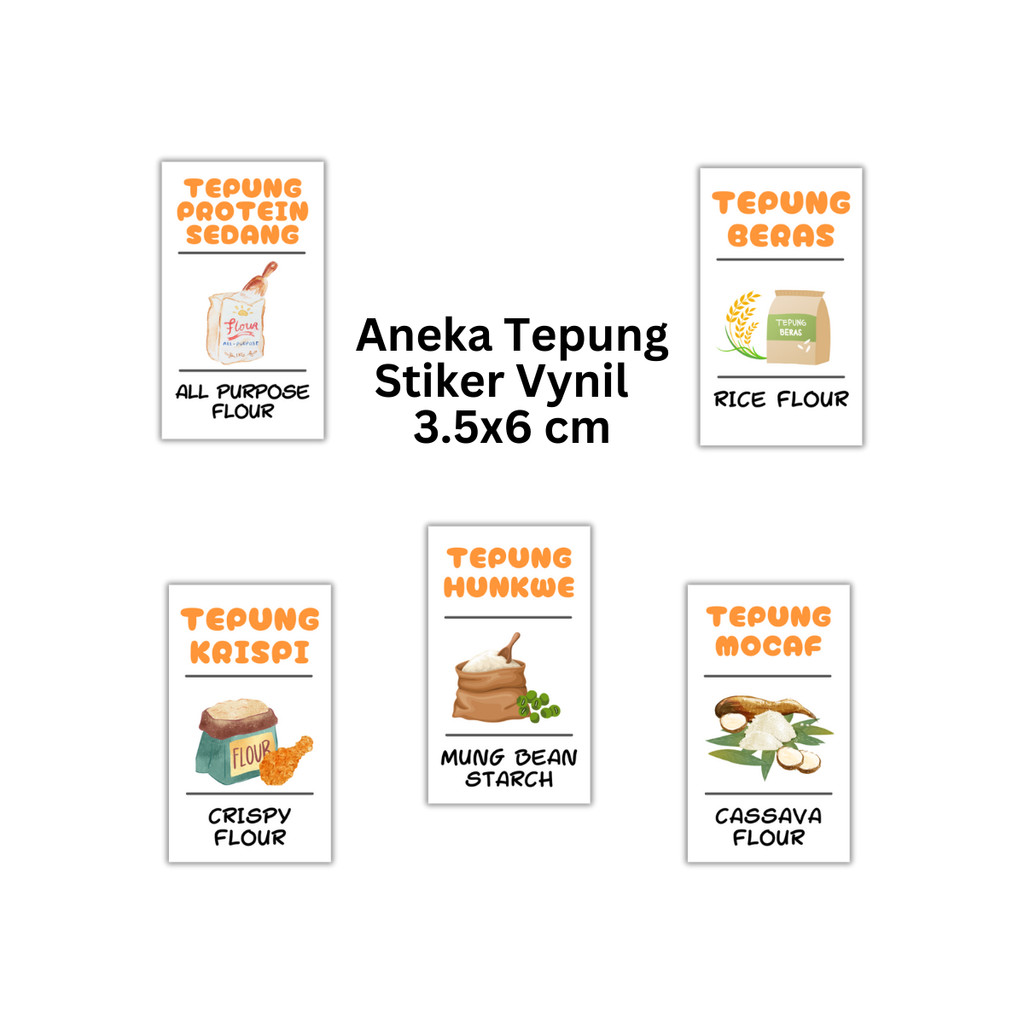 

KIM SHOP Label Stiker Bumbu Dapur Custom Aneka Tepung Vynil Sticker Warna Botol Rempah Aesthetic Waterproof Tahan Air