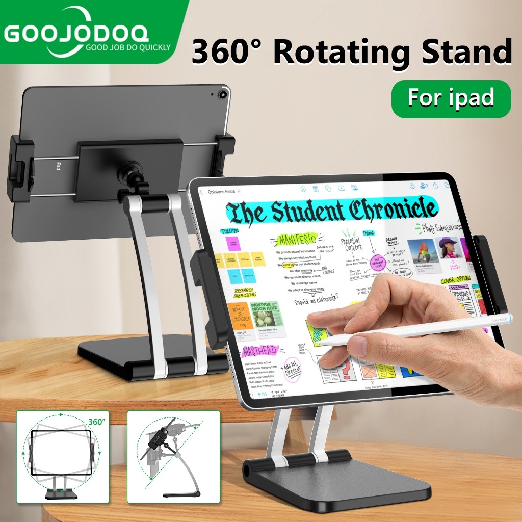 Goojodoq Tablet Stand Holder 360°Rotating For Desk iPad Adjustable Metal Support with all 6-12.9"mob