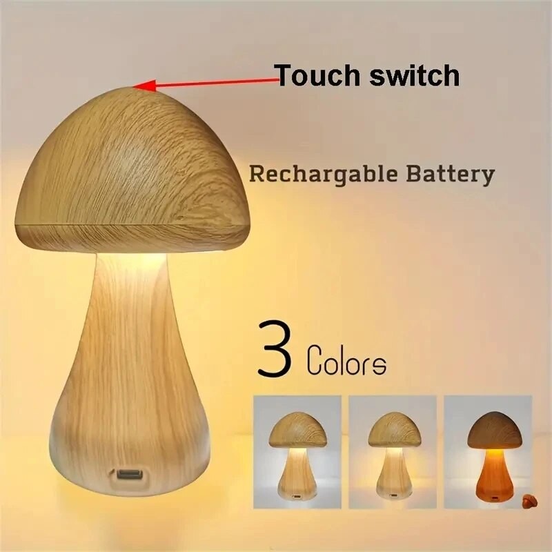 

LED Night Light With Touch Switch Cute Mushroom Bedside Table Lamp For Bedroom Childrens Room Sleeping Night Lamps