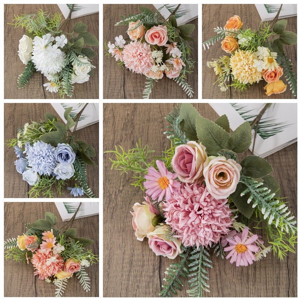 

29.5cm Dandelion Bouquet Simulation Flower Rose Bouquet Home Decoration Fake Flower Desktop Flower Arrangement