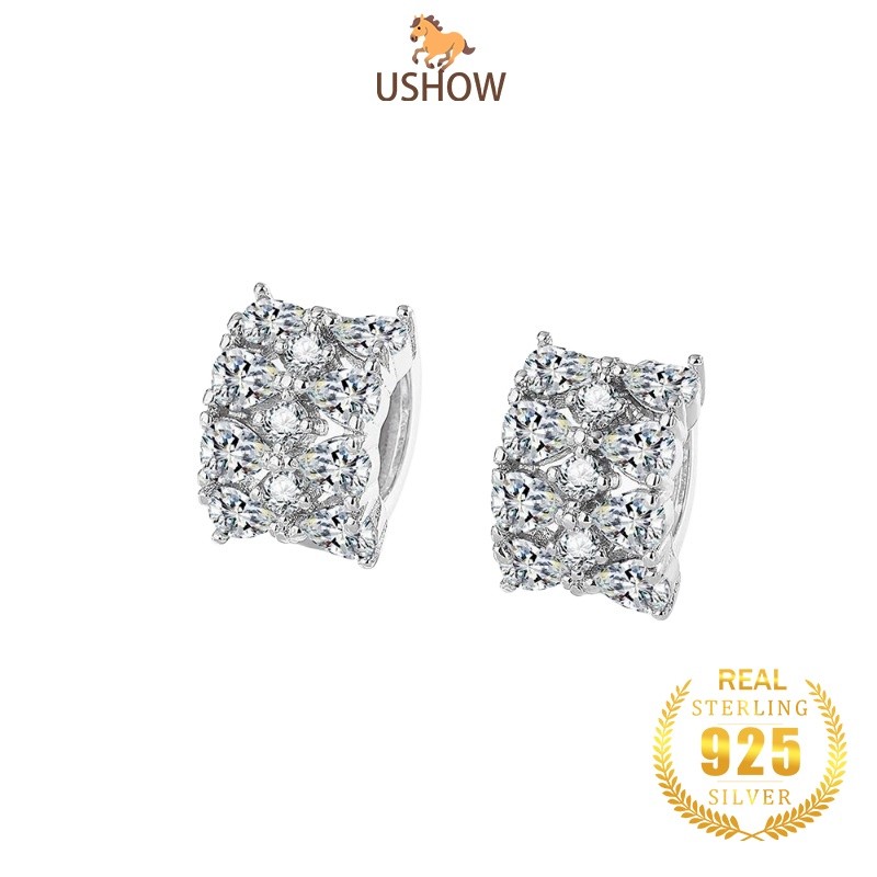 USHOW 5A Zircon Busur Anting Berlian Grosir