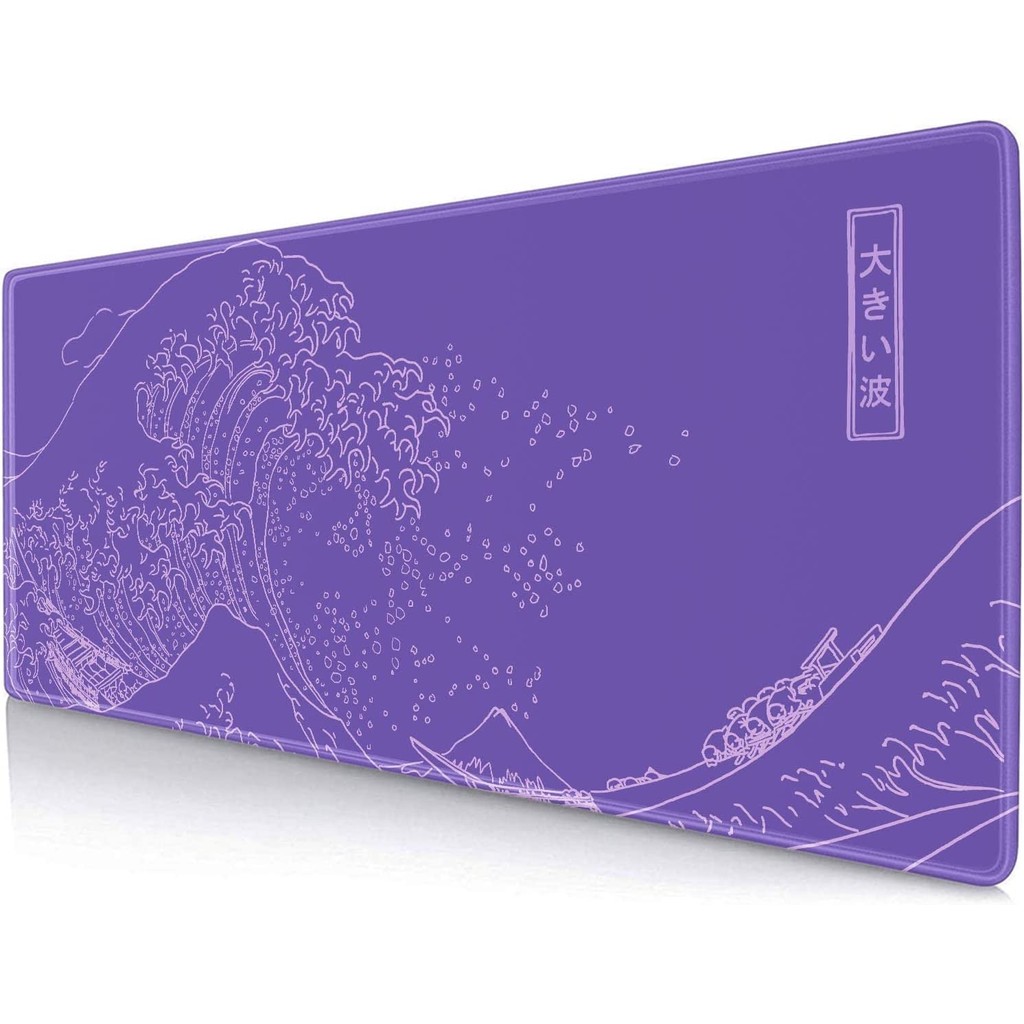 Great Wave XXL Gaming Mouse Pad Purple Minimalist Japanese Desk Mat Cute Gamer Aesthetic Mousepad Ex